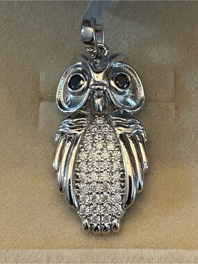 2.00CTW Round Pave’ Moissanite 925 Sterling Silver Owl 🦉 Pendant 4.90Gram Weight